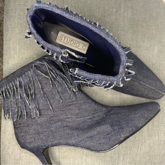 Denim Stool Heels - Picture 6 of 9